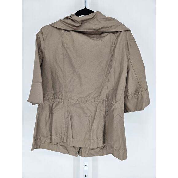 Christopher & Banks Womens Sz XL Short Sleeve Zip Up Trench Jacket Taupe - Picture 4 of 4